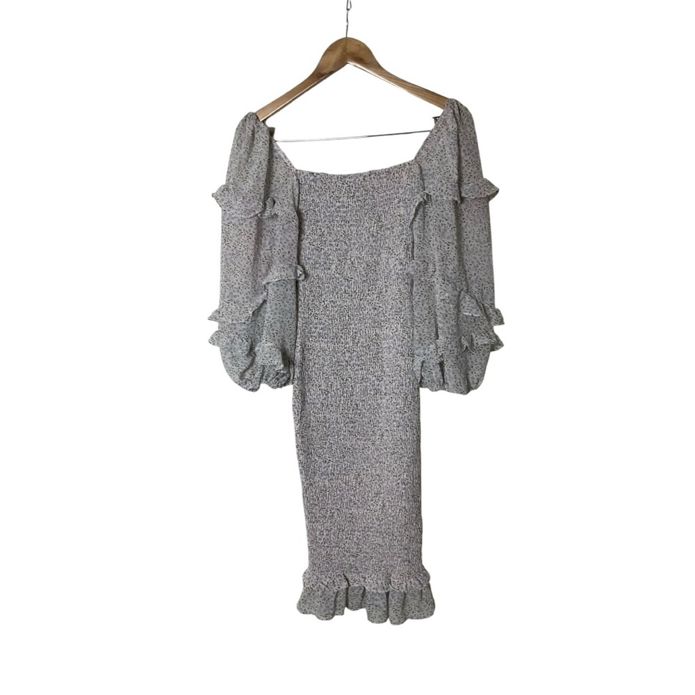 Petal and Pup Leia Long Sleeve Midi Bodycon Square Neck Grey Dress US 2 - Picture 3 of 8